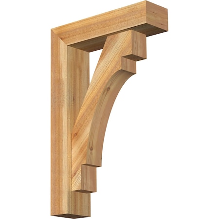 Ekena Millwork Merced Block Rough Sawn Bracket w/ Offset Brace, Western Red Cedar, 6"W x 22"D x 34"H BKT0604X22X34MRC05RWR